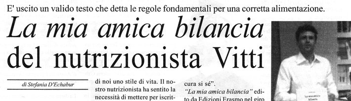 Ritaglio stampa sull'uscita del libro La mia amica bilancia